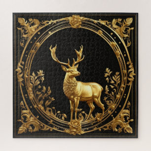 Quebra-cabeça Ouro de renas Dourado e quadro ornamental negro