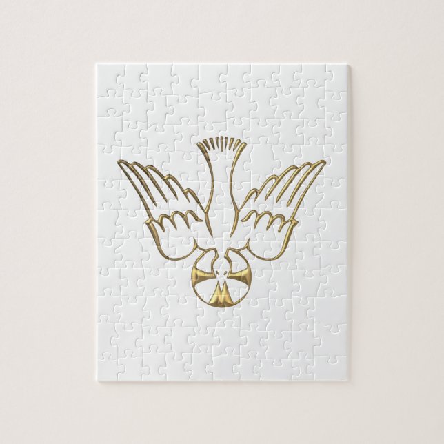 Quebra-cabeça Ouro do Símbolo Espírito Santo (Vertical)