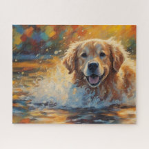 Ouro Feliz Retriever Na Água