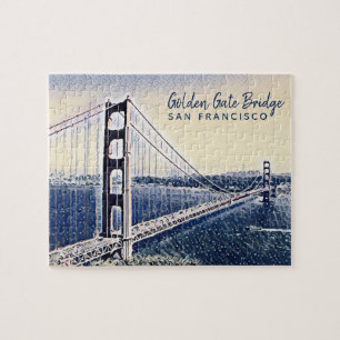 Quebra-cabeça Ouro Gate Bridge San Francisco Watercolor Art