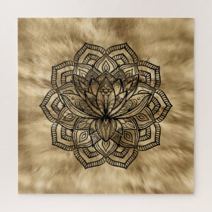 Quebra-cabeça Ouro Lotus Flower Mandala