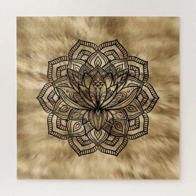 Quebra-cabeça Ouro Lotus Flower Mandala (Vertical)