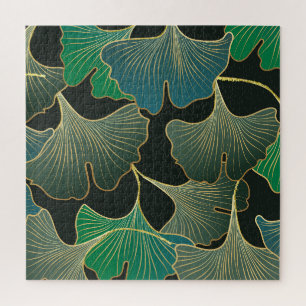 Quebra-cabeça Ouro luxuoso Ginkgo, arte vintage.