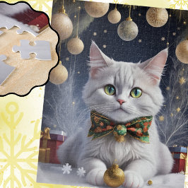 Quebra-cabeça Ouro Natal e Gatinho