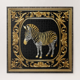 Quebra-cabeça Ouro zebra e quadro decorativo negro
