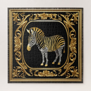 Quebra-cabeça Ouro zebra e quadro decorativo negro