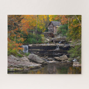 Quebra-cabeça outono em Glade Creek Grist Mill na Virgínia Ocid