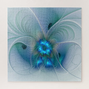 Quebra-cabeça Ovinas de Pé, Fractal Turquesa Azul Abstrato