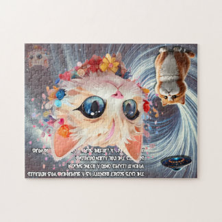 Quebra-cabeça OVNI de fundo de gata rosa-rosa dodchic