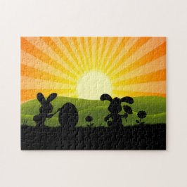 Quebra-cabeça Ovo De Pintura De Coelhinho De Páscoa Bonito