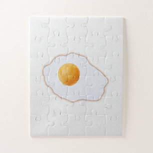 Quebra-cabeça Ovo Frito Estilo Aquarela Minimalista Arte Prin