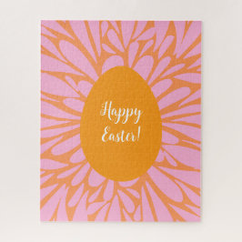 Quebra-cabeça Ovos de laranja com rajada de felz pascoa