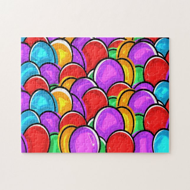 Quebra-cabeça Ovos de Páscoa Coloridos Personalizados Desafiador (Horizontal)