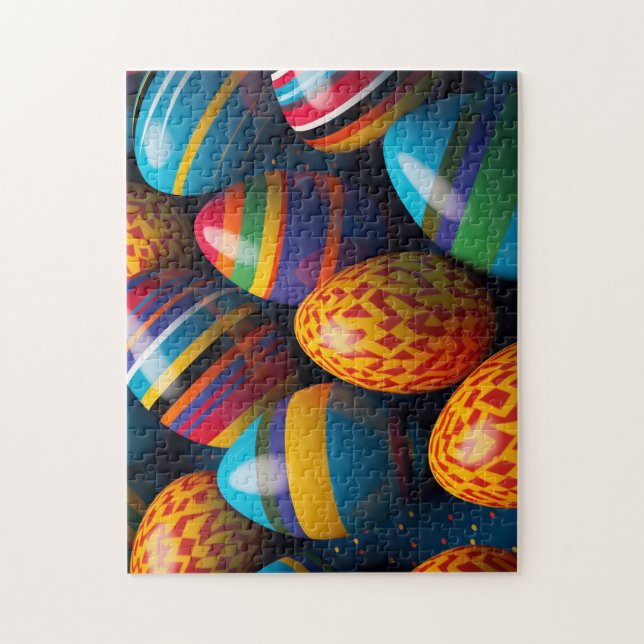 Quebra-cabeça Ovos de Páscoa com padrões de cores vibrantes (Vertical)