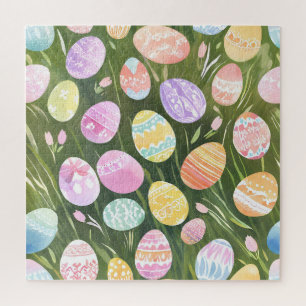 Quebra-cabeça Ovos de Páscoa Pastéis Aquarela de Primavera Bon