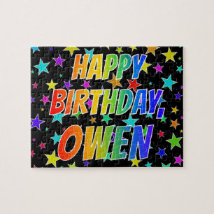 Quebra-cabeça "OWEN" Primeiro Nome, Diversão "FELIZ ANIVERSÁRI