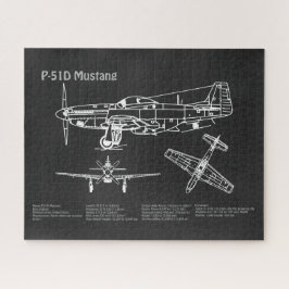 Quebra-cabeça P-51D Mustang - Avião Blueprint PD