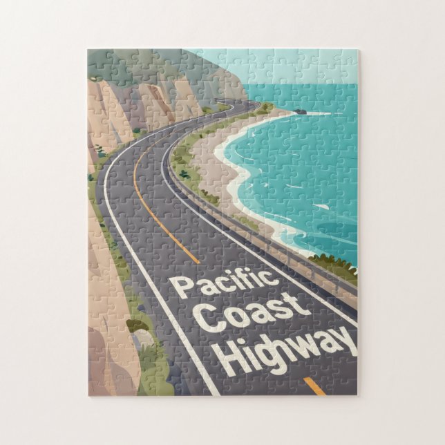 Quebra-cabeça Pacific Coast Highway Graphic Travel Art (Vertical)