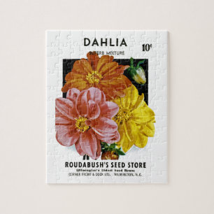 Quebra-cabeça Pacote da semente do vintage da dália