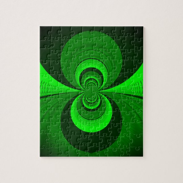 Quebra-cabeça Padrão abstrato de caleidoscópio groovy verde bril (Vertical)