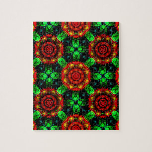 Quebra-cabeça Padrão Abstrato Floral Moderno Boho Elegante #504