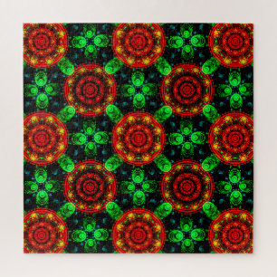 Quebra-cabeça Padrão Abstrato Floral Moderno Boho Elegante #504