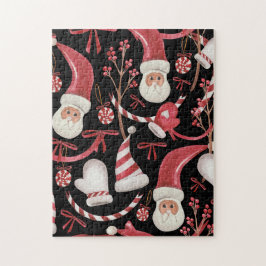 Quebra-cabeça Padrão Alegre Natal em Aquarela - Estilo Artístico