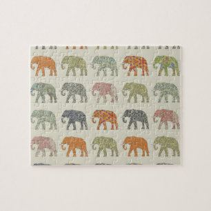 Quebra-cabeça Padrão Animal Colorido de Elefante Contemporâneo