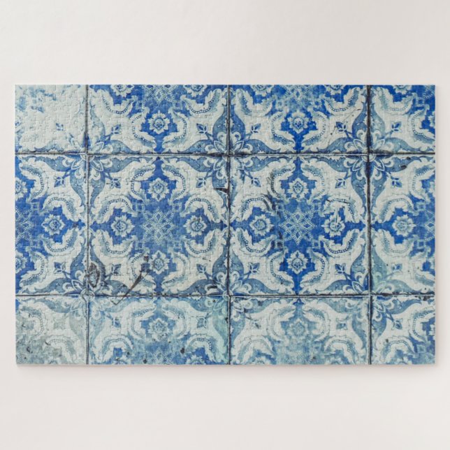 Quebra-cabeça Padrão Antiquado de Azulejos Portugueses - Azulejo (Horizontal)