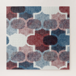 Quebra-cabeça Padrão Azul Abstrato vermelho geométrico