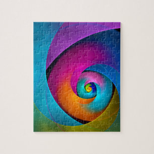 Quebra-cabeça Padrão Azul Cor-de-rosa Abstrato Floral Moderno #1