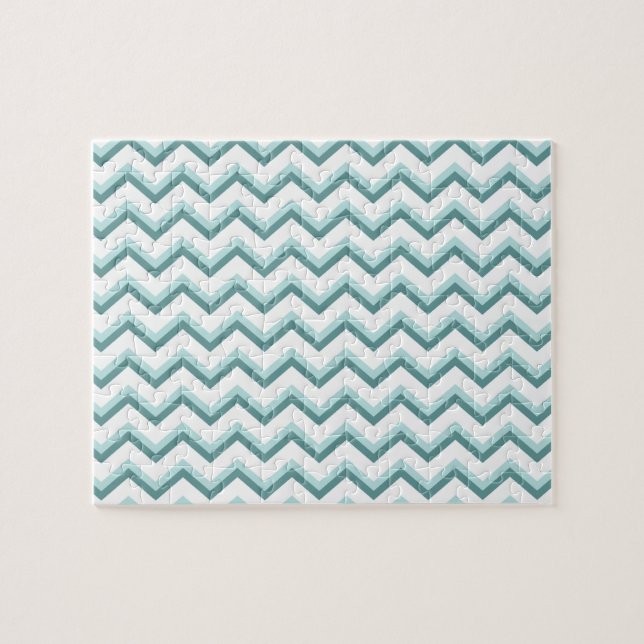 Quebra-cabeça Padrão Chevron ZigZag em verde-minúsculo (Horizontal)