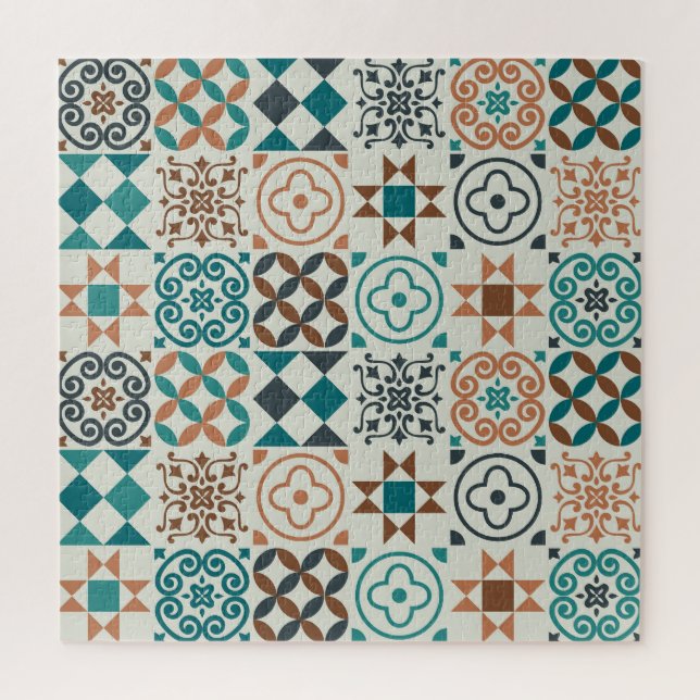 Quebra-cabeça Padrão Clássico do Azulejo Vintage (Vertical)