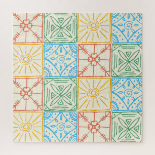 Quebra-cabeça Padrão contínuo de azulejo colorido estilo Amalfi