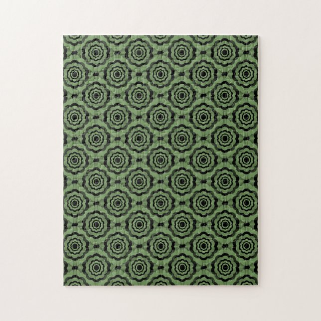Quebra-cabeça Padrão contínuo de flor preta verde (Vertical)