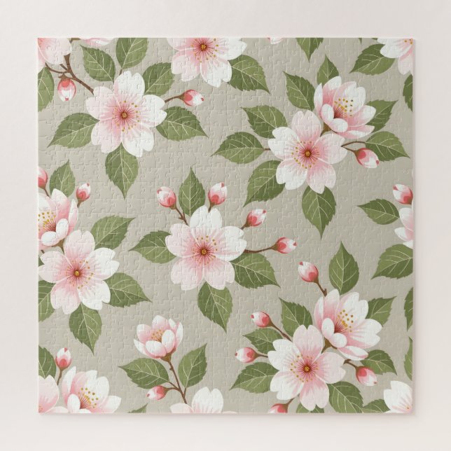 Quebra-cabeça Padrão contínuo de flores de cerejeira elegantes (Vertical)