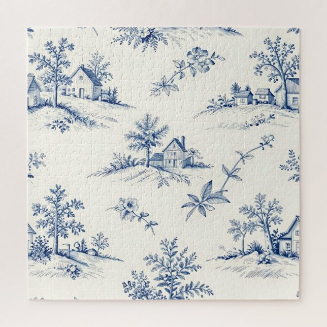 Quebra-cabeça Padrão contínuo de Toile de Jouy Campestre (Vertical)