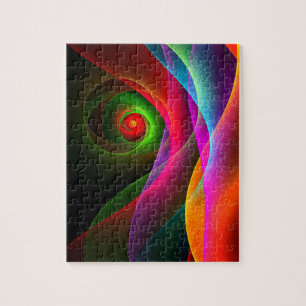 Quebra-cabeça Padrão de Abstrato de Arte Vermelho Verde Laranja