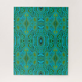 Quebra-cabeça Padrão de Abstrato do Trippy Retro Turquoise Chart