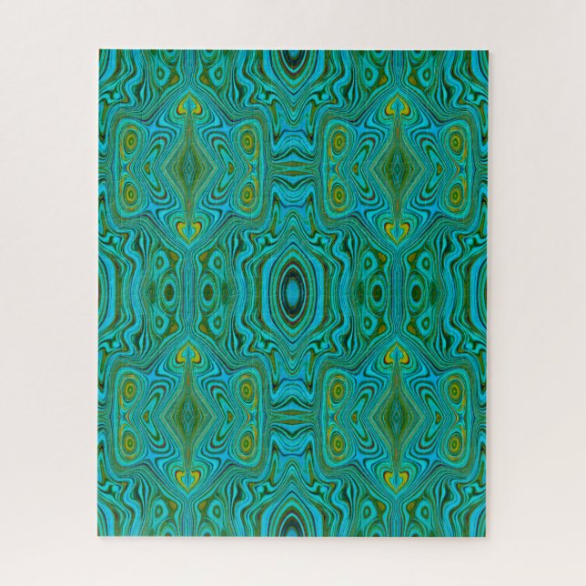 Quebra-cabeça Padrão de Abstrato do Trippy Retro Turquoise Chart (Vertical)