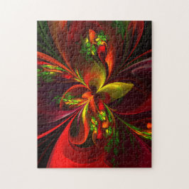 Quebra-cabeça Padrão de Abstrato Floral Verde Moderno #05