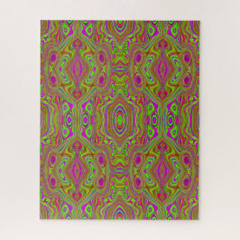 Quebra-cabeça Padrão de Abstrato magenta do Trippy Retro Chartre