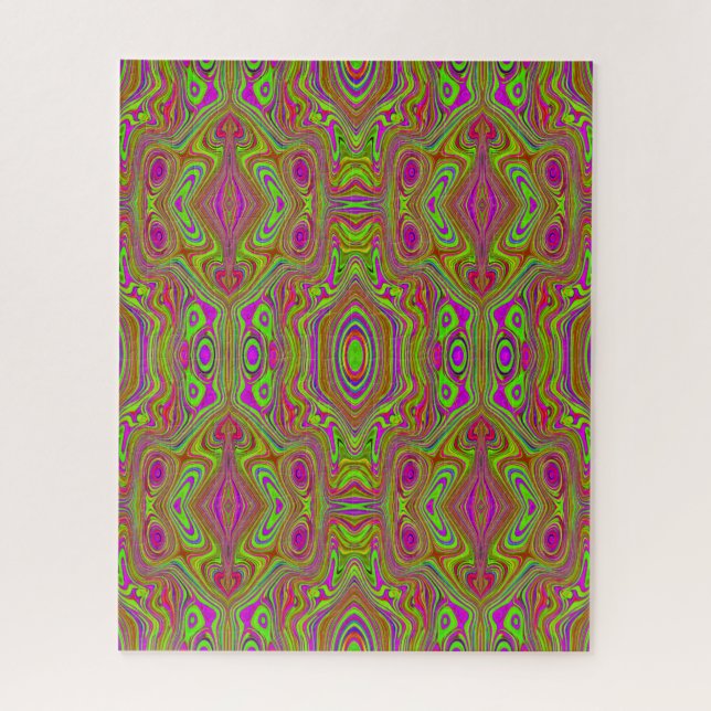 Quebra-cabeça Padrão de Abstrato magenta do Trippy Retro Chartre (Vertical)