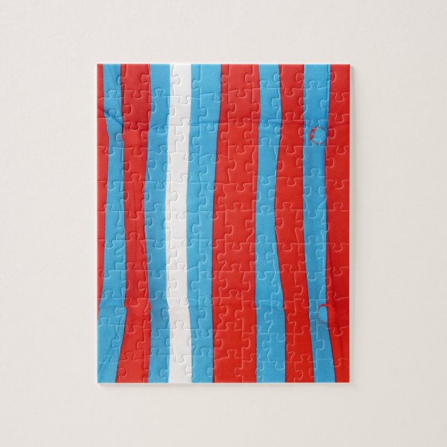 Quebra-cabeça Padrão de Almofada Azul Vermelho e Branco (Vertical)