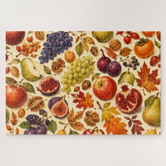 Quebra-cabeça Padrão de Aquarela de Colheita de Outono  (Horizontal)