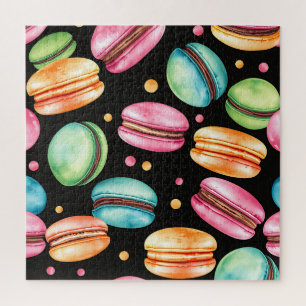 Quebra-cabeça Padrão de Aquarela de Macaron Francês Colorido
