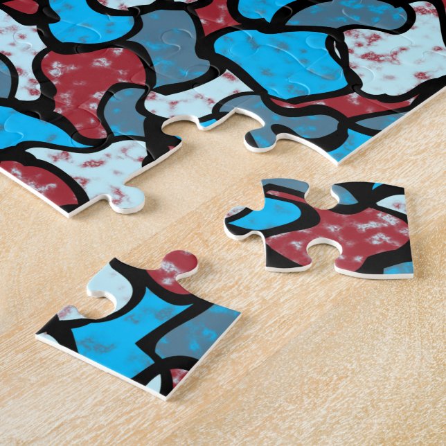 Quebra-cabeça Padrão de Azulejo Mosaico Vermelho Branco e Azul I (Lateral)