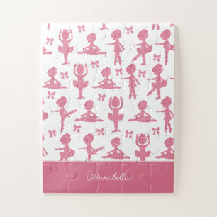 Quebra-cabeça Padrão de Balé de Ballerina, Pequena Garota Rosa,