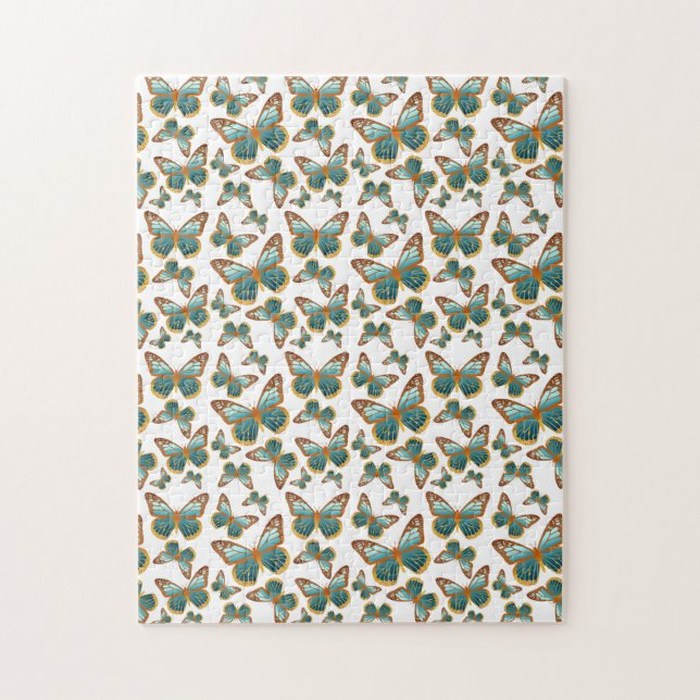 Quebra-cabeça Padrão de borboleta de gradiente azul (Vertical)