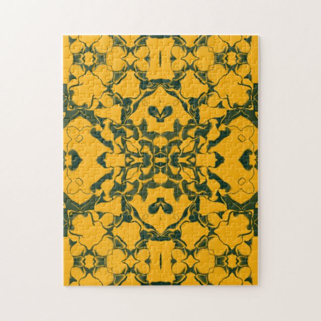 Quebra-cabeça Padrão de caleidoscópio rendado verde e dourado (Vertical)